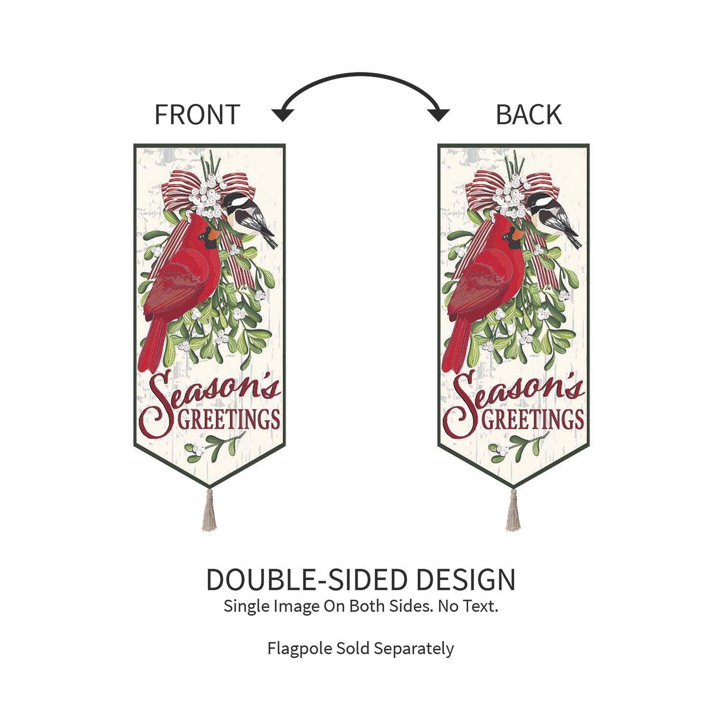 Mistletoe & Cardinal Everlasting Impressions Garden Flag; Polyester-Linen Blend 12.5"x28"