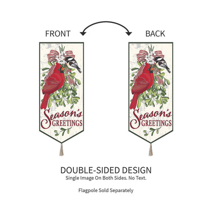 Mistletoe & Cardinal Everlasting Impressions Garden Flag; Polyester-Linen Blend 12.5"x28"