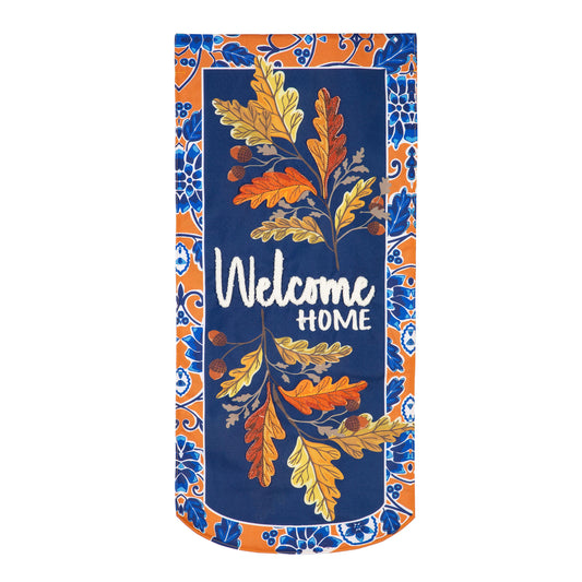 Fall Leaves Welcome Everlasting Impressions Garden Flag; Polyester-Linen Blend 12.5"x28"