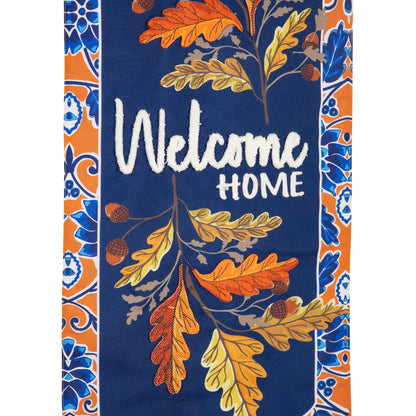 Fall Leaves Welcome Everlasting Impressions Garden Flag; Polyester-Linen Blend 12.5"x28"
