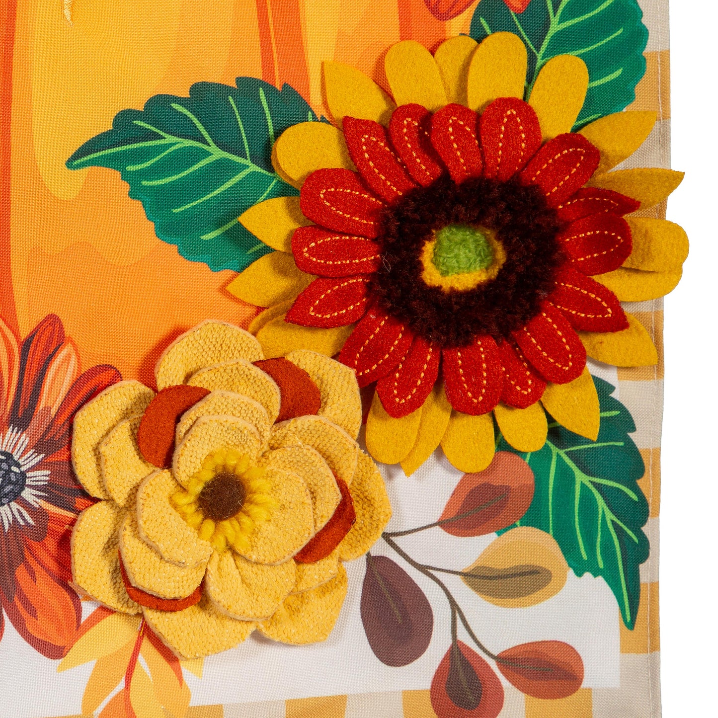 Fall Floral Pumpkin Everlasting Impressions Garden Flag; Polyester-Linen Blend 12.5"x28"