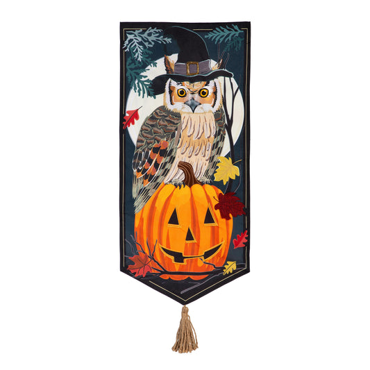 Halloween Night Owl Everlasting Impressions Garden Flag; Polyester-Linen Blend 12.5"x28"