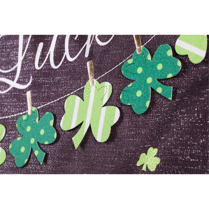 St.Patricks Day Chalkboard Applique Garden Flag; Linen Textured Polyester