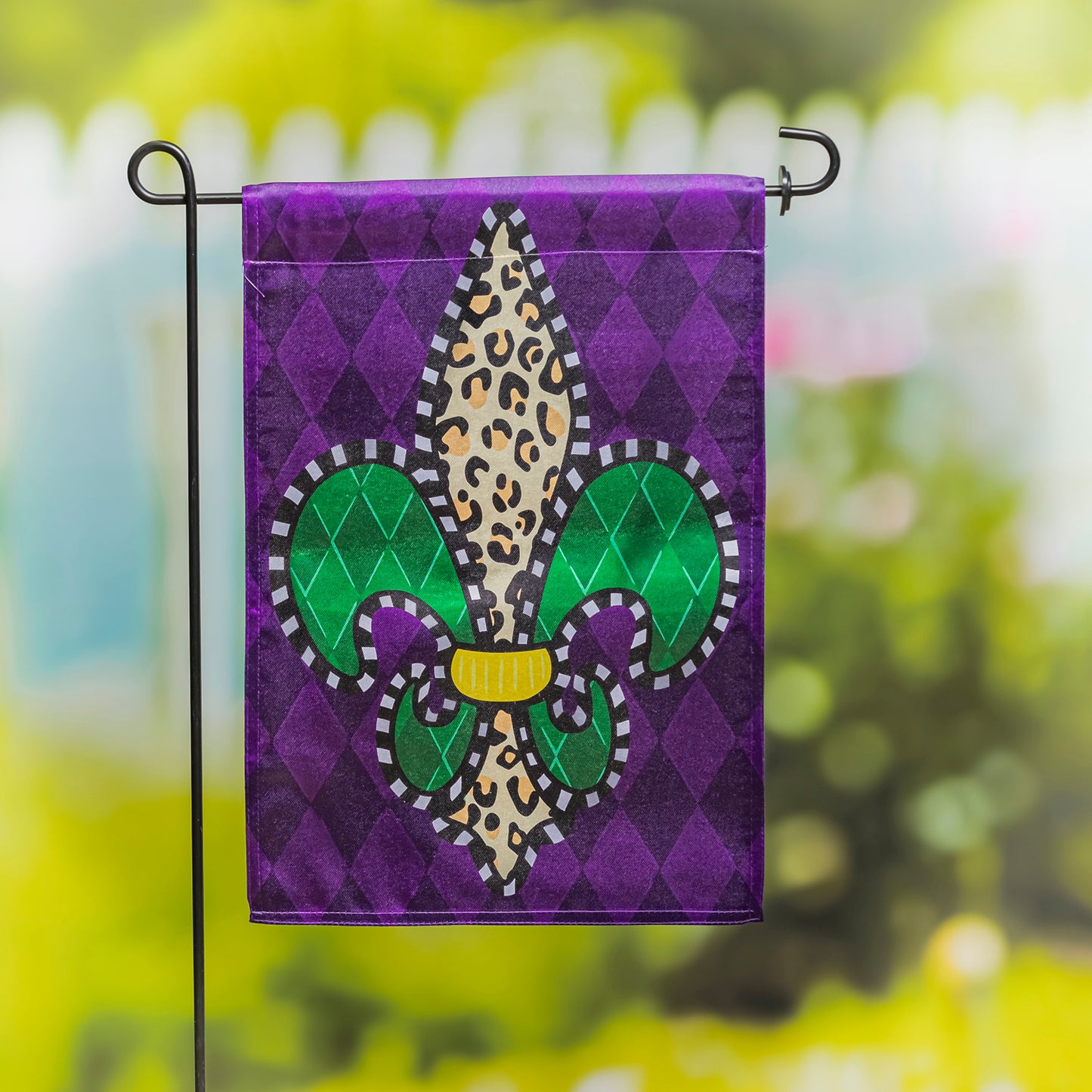 Animal Print Fleur de Lis Lustre Garden Flag