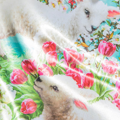 Easter Lambs Lustre Garden Flag; Linen Polyester 12.5"x18"