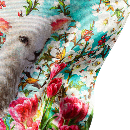 Easter Lambs Lustre Garden Flag; Linen Polyester 12.5"x18"