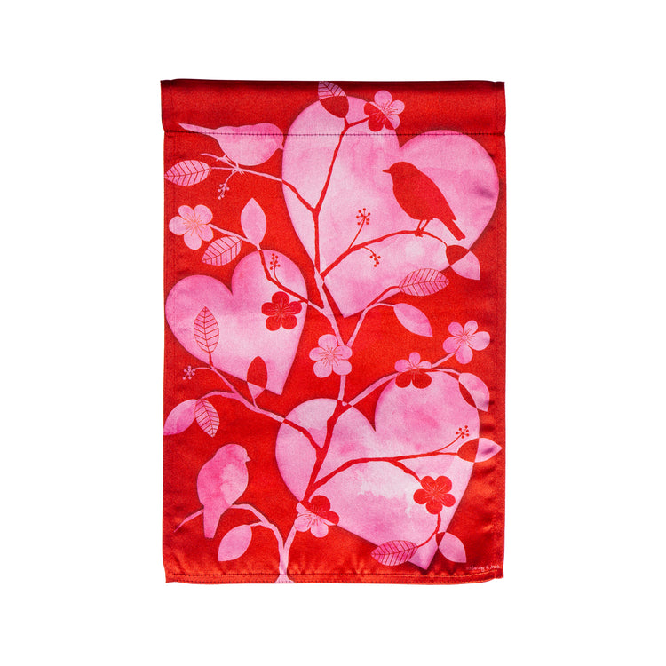 Valentine Silhouette Lustre Garden Flag; Linen Polyester 12.5"x18"