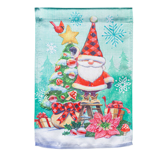 Christmas Gnome Lustre Garden Flag; Linen Polyester 12.5"x18"