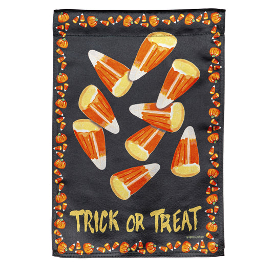 Candy Corn Greetings Printed Lustre Garden Flag; Linen Polyester 12.5"x18"