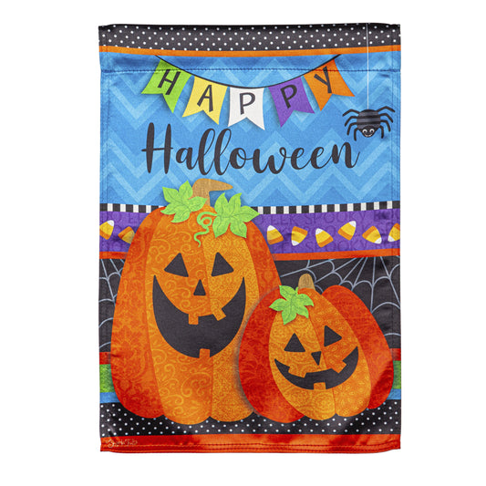 Halloween Greetings Printed Lustre Garden Flag; Linen Polyester 12.5"x18"