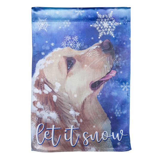 Let it Snow Lustre Garden Flag; Linen Polyester 12.5"x18"