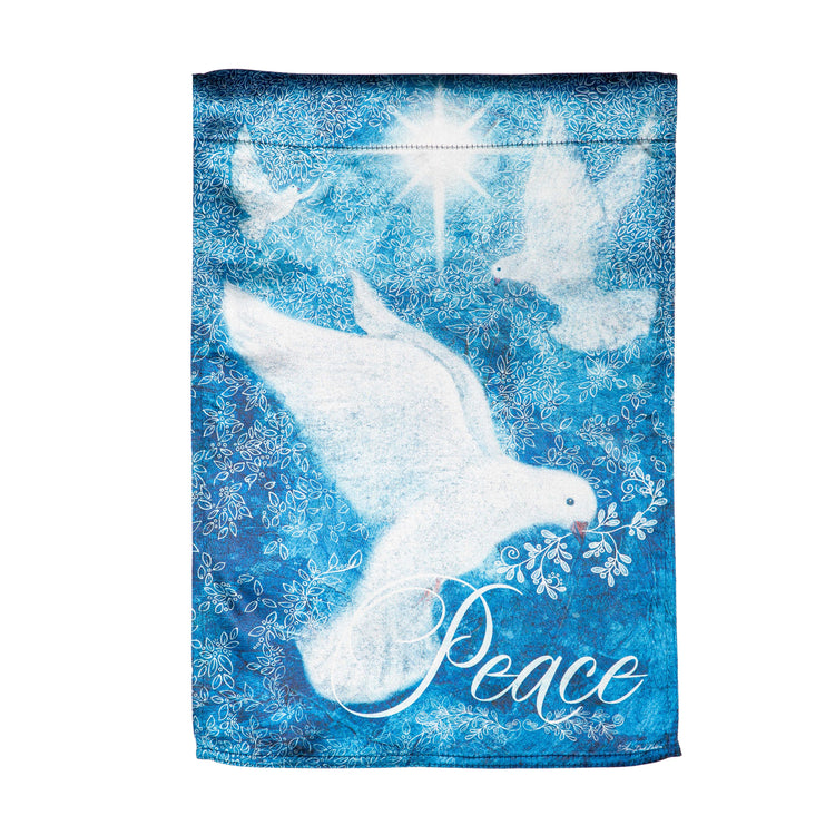 Dove Peace Trio Lustre Garden Flag; Linen Polyester 12.5"x18"