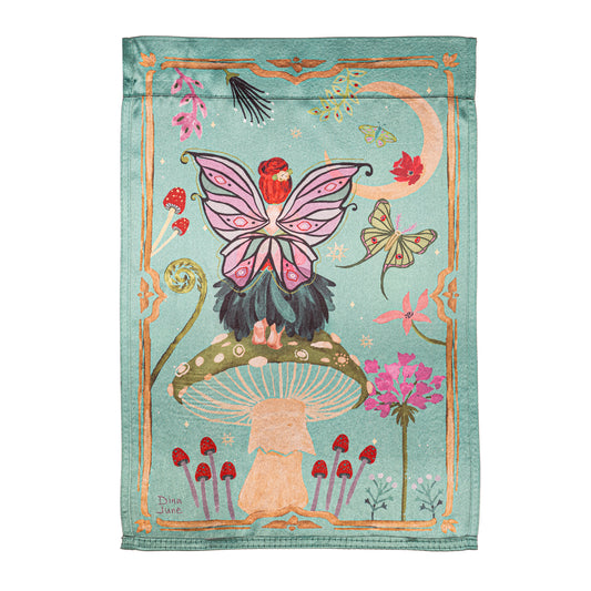 Fairy Wonderland Lustre Garden Flag; Polyester 12.5"x18"