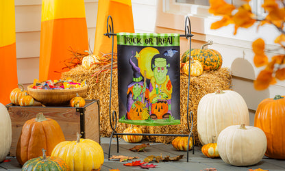 Scary Trick or Treat Lustre Garden Flag; Polyester 12.5"x18"