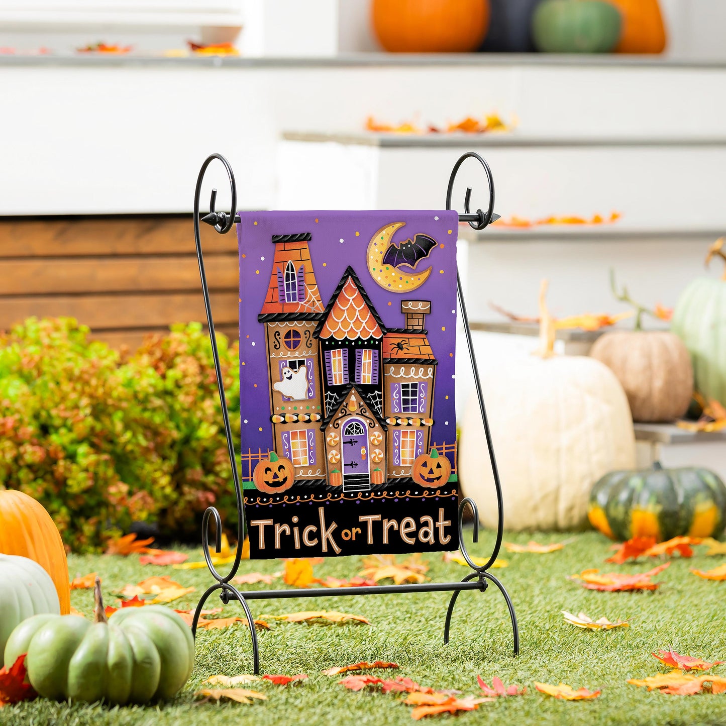 Trick or Sweets Lustre Garden Flag; Polyester 12.5"x18"