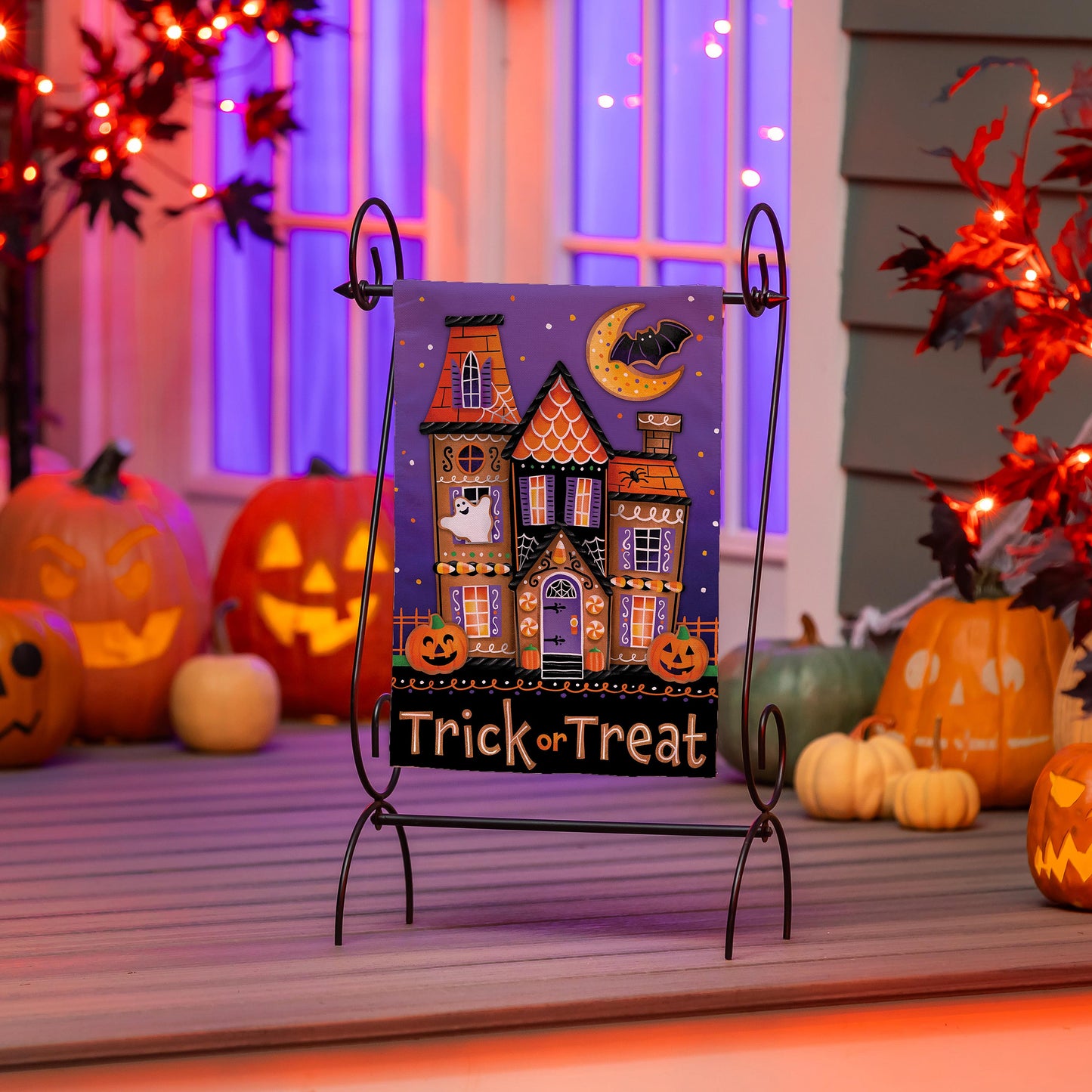 Trick or Sweets Lustre Garden Flag; Polyester 12.5"x18"