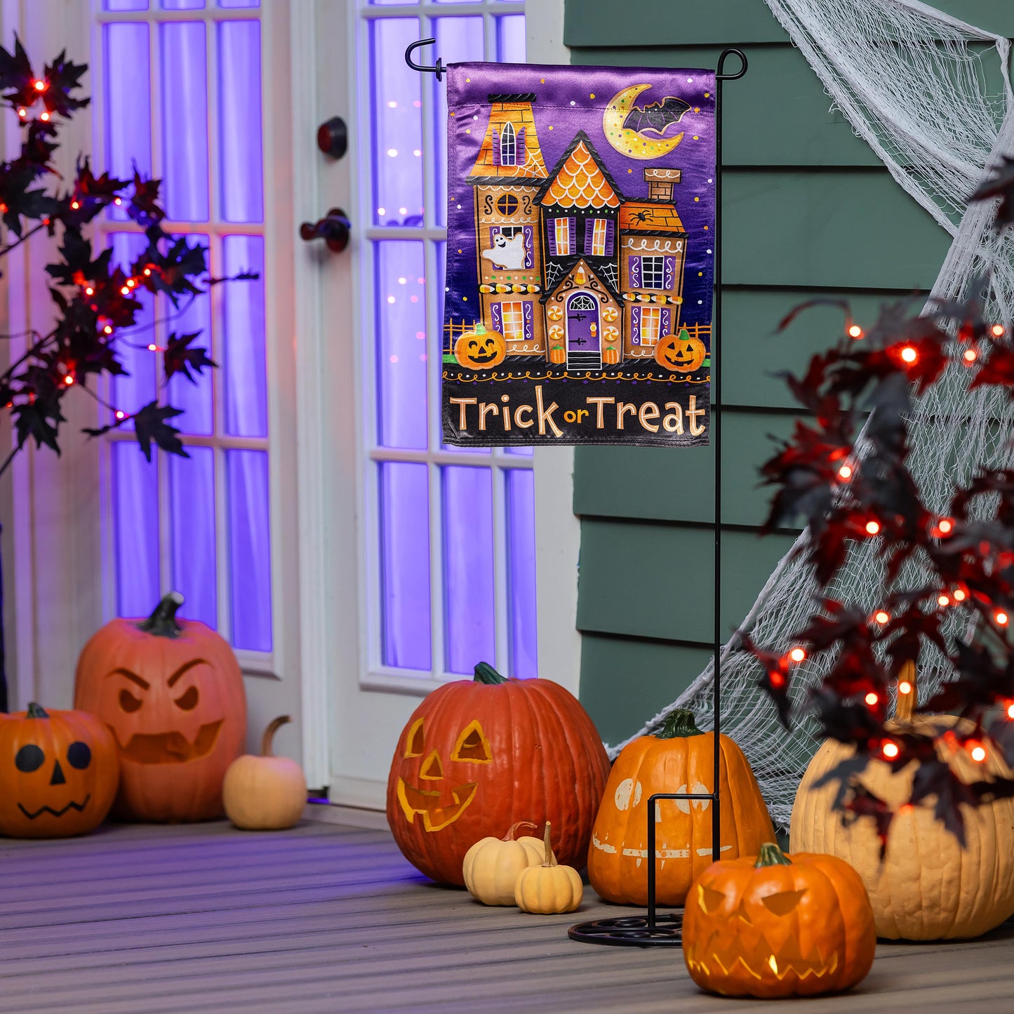 Trick or Sweets Lustre Garden Flag; Polyester 12.5"x18"
