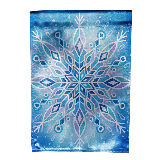 Vibrant Snowflake Lustre Garden Flag; Polyester 12.5"x18"