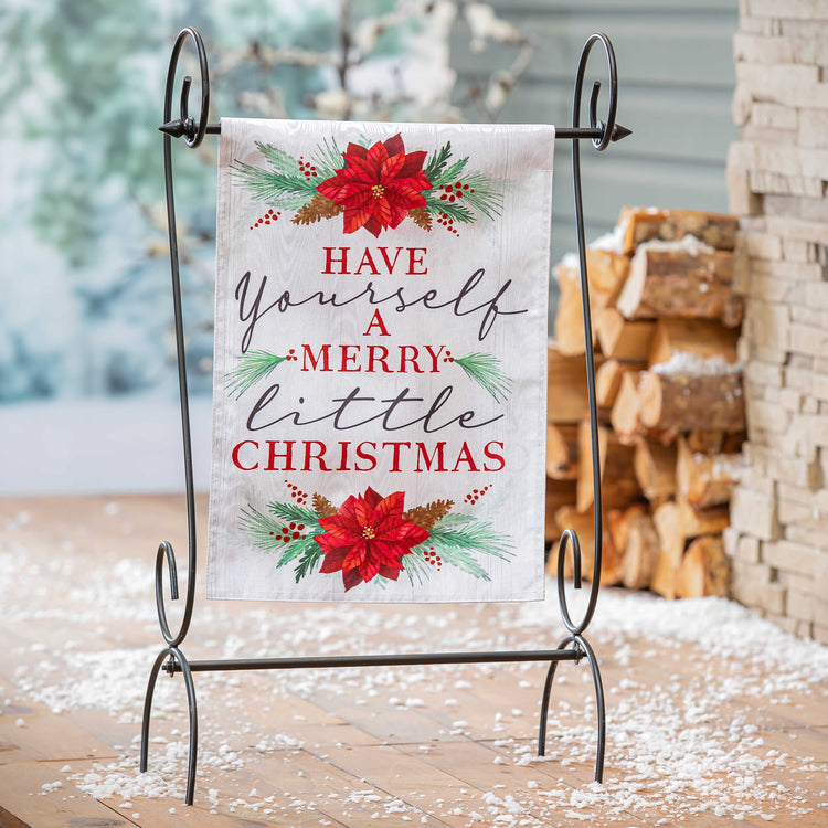 Have Yourself a Merry Little Christmas Printed Moire Garden Flag; Polyester 12.5"x18"