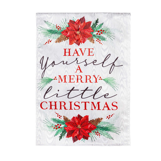 Have Yourself a Merry Little Christmas Printed Moire Garden Flag; Polyester 12.5"x18"