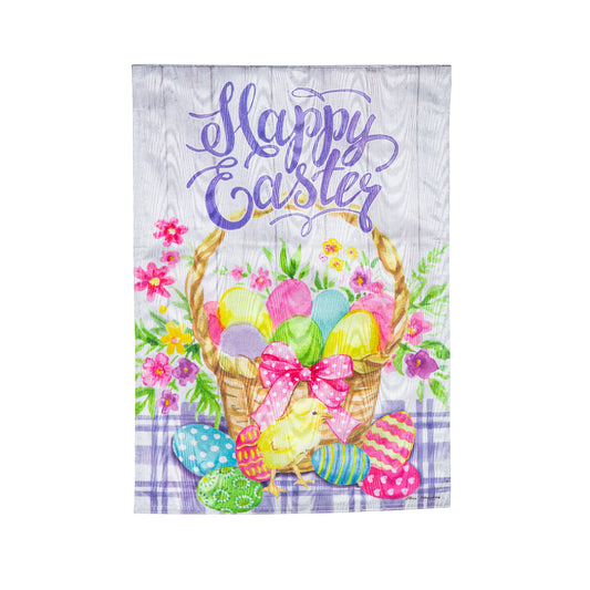 Easter Egg Basket Moire Garden Flag; Polyester 12.5"x18"