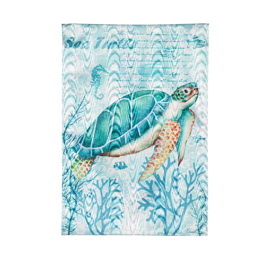 Sea Turtle Moire Garden Flag; Polyester 12.5"x18"