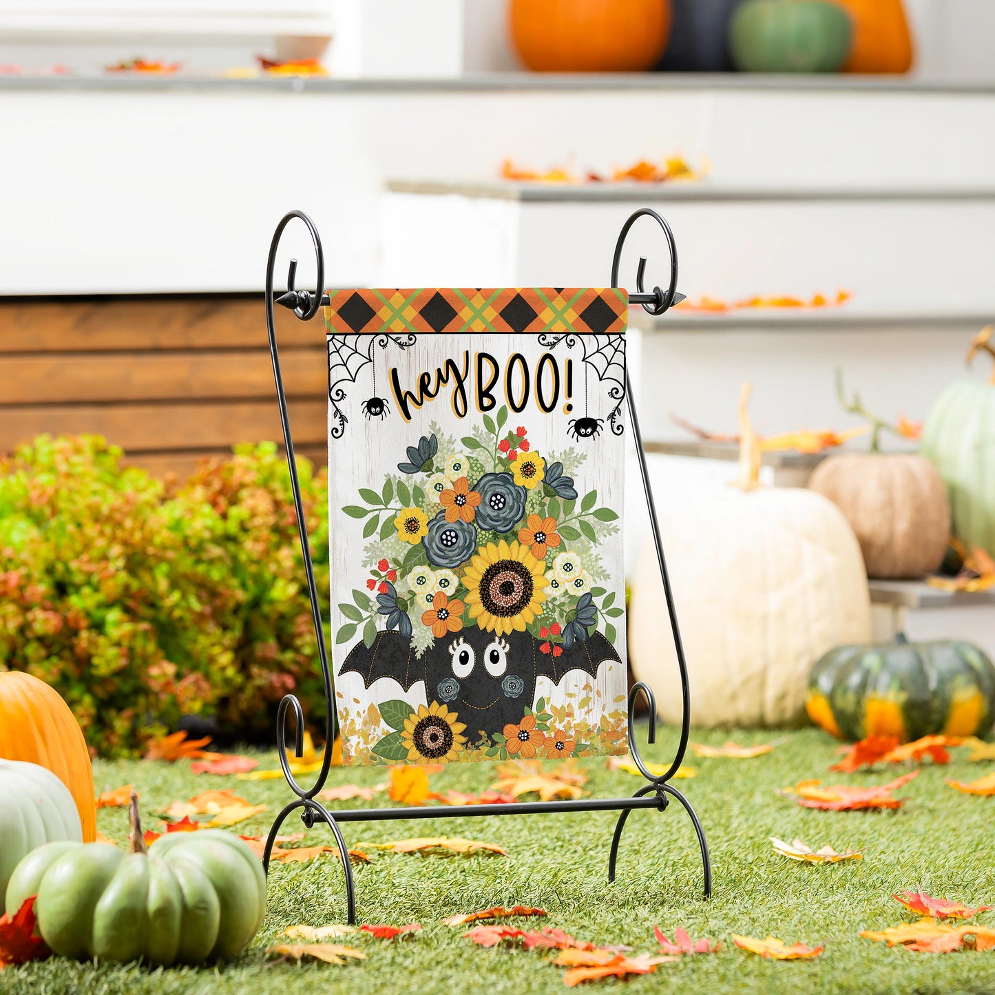 Hey Boo Moire Garden Flag; Polyester 12.5"x18"