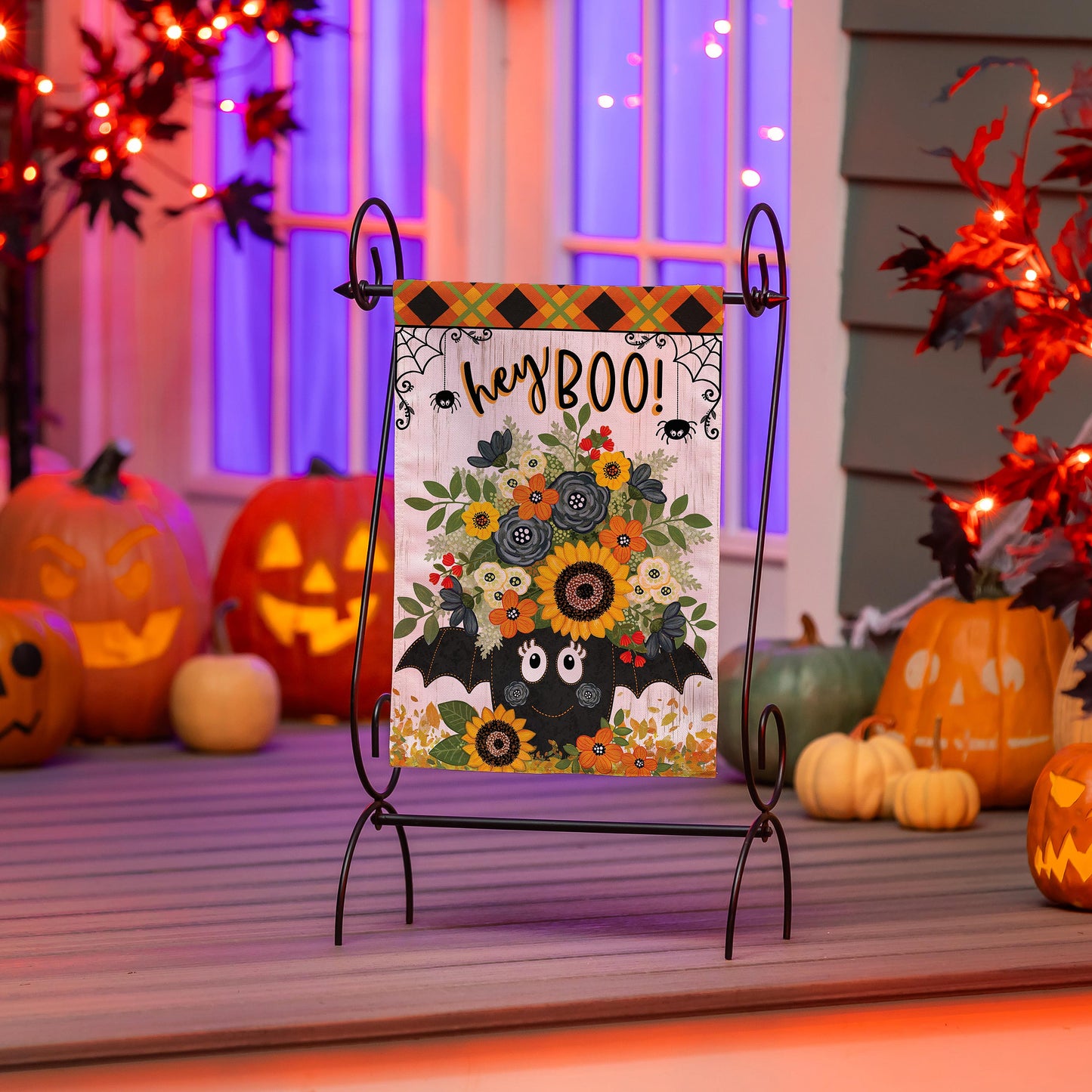 Hey Boo Moire Garden Flag; Polyester 12.5"x18"