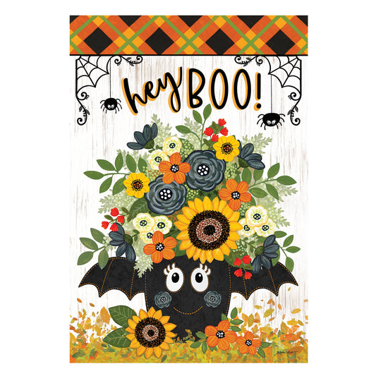Hey Boo Moire Garden Flag; Polyester 12.5"x18"