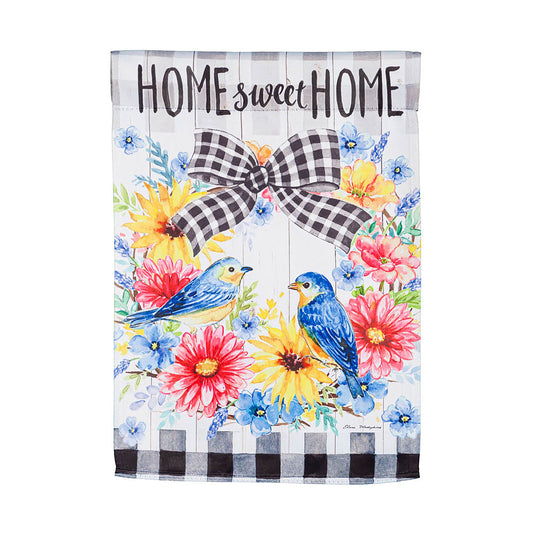 Spring Bird Wreath Printed Suede Garden Flag; Polyester 12.5"x18"