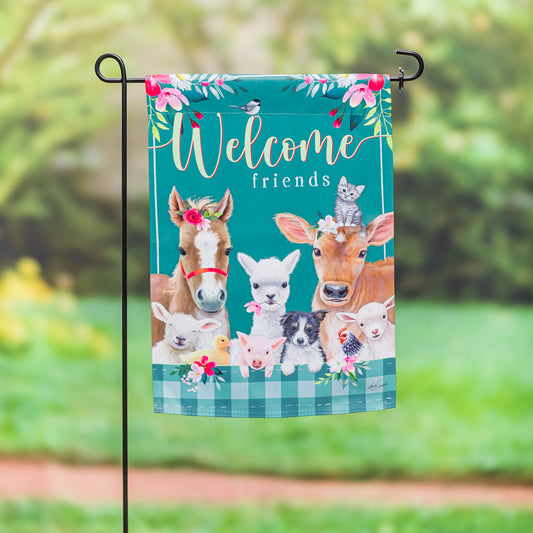 Sweet Farm Friends Printed Suede Garden Flag; Polyester 12.5"x18"