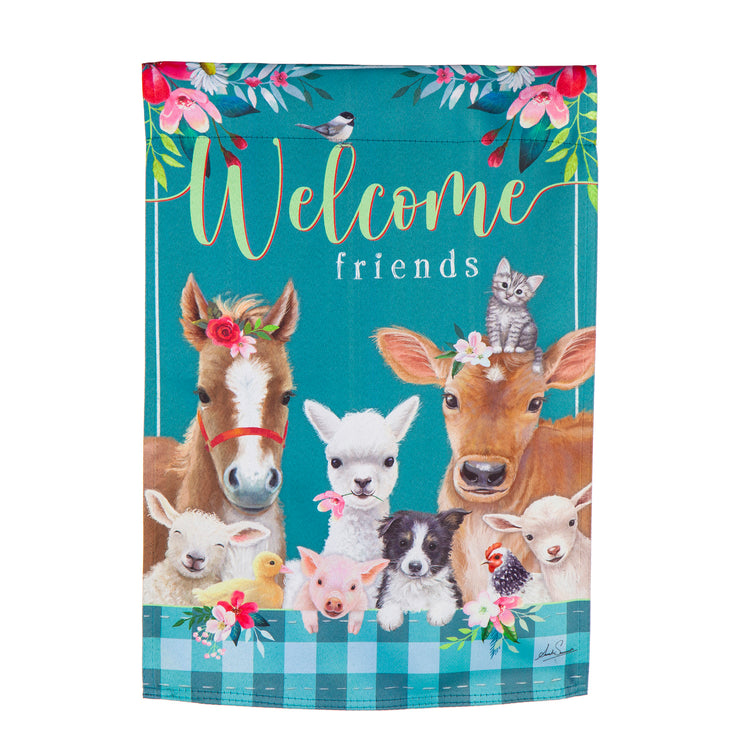 Sweet Farm Friends Printed Suede Garden Flag; Polyester 12.5"x18"
