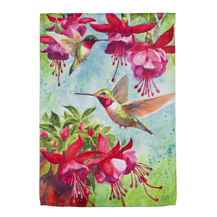 Fuchsia Hummingbird Garden Flag
