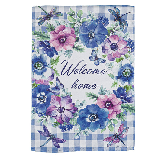 Welcome Anemone Printed Suede Garden Flag; Polyester 12.5"x18"