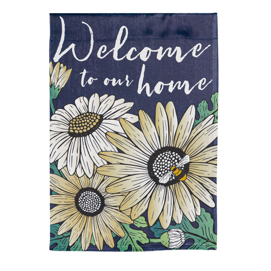Home Daisies Printed Suede Garden Flag; Polyester 12.5"x18"
