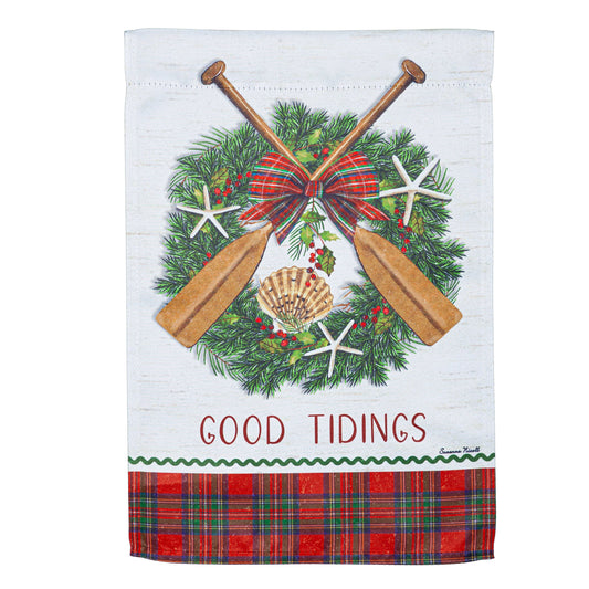 Good Tidings Printed Suede Garden Flag; Polyester 12.5"x18"