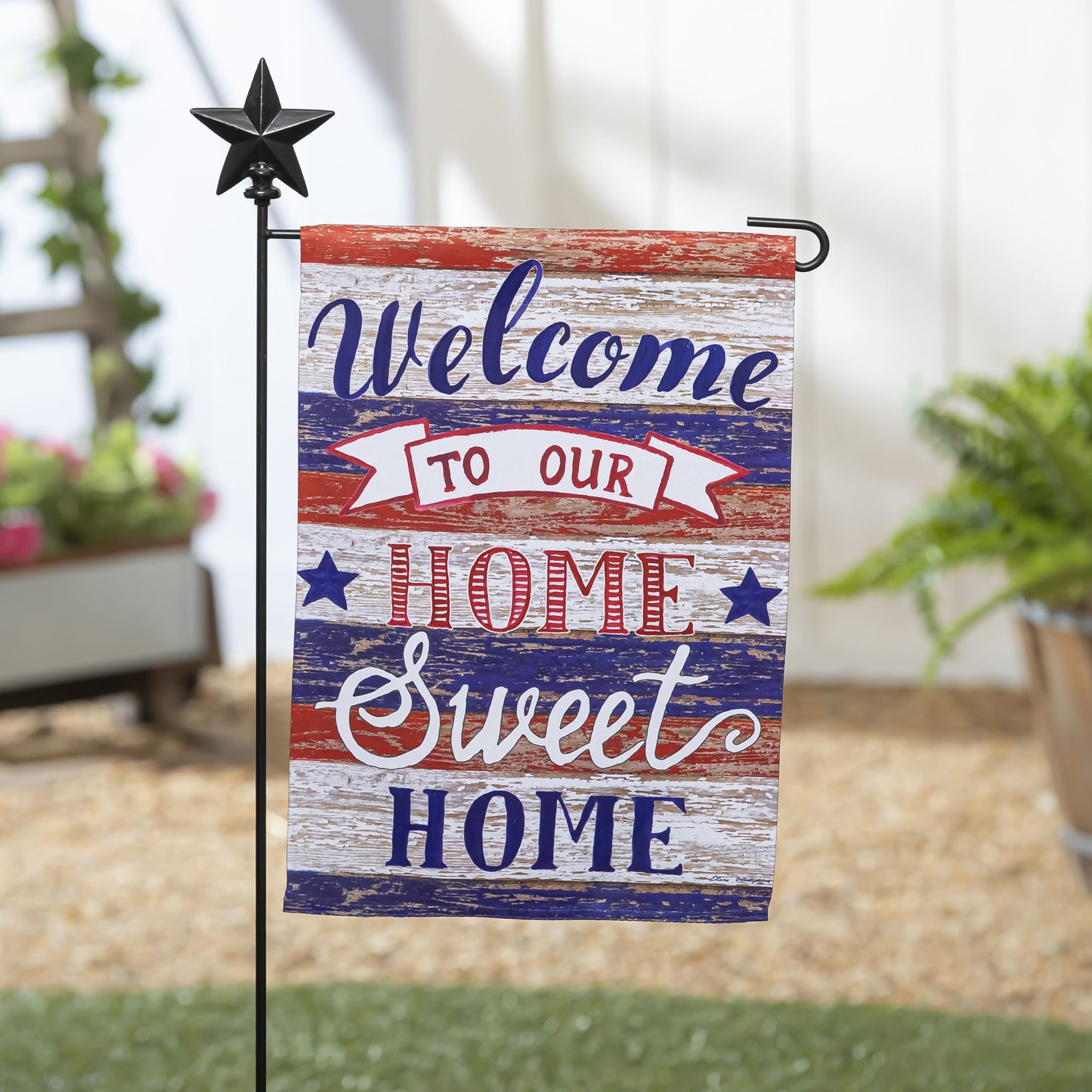 Farmhouse Patriotic Home Sweet Home Garden Flag