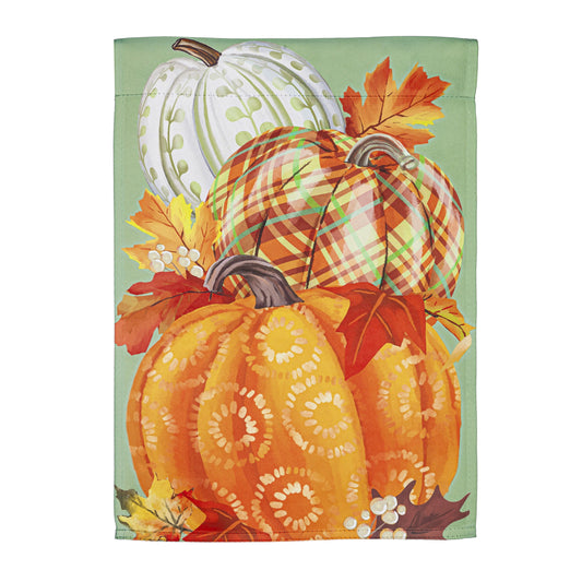 Painted Fall Pumpkins Printed Suede Garden Flag; Polyester 12.5"x18"