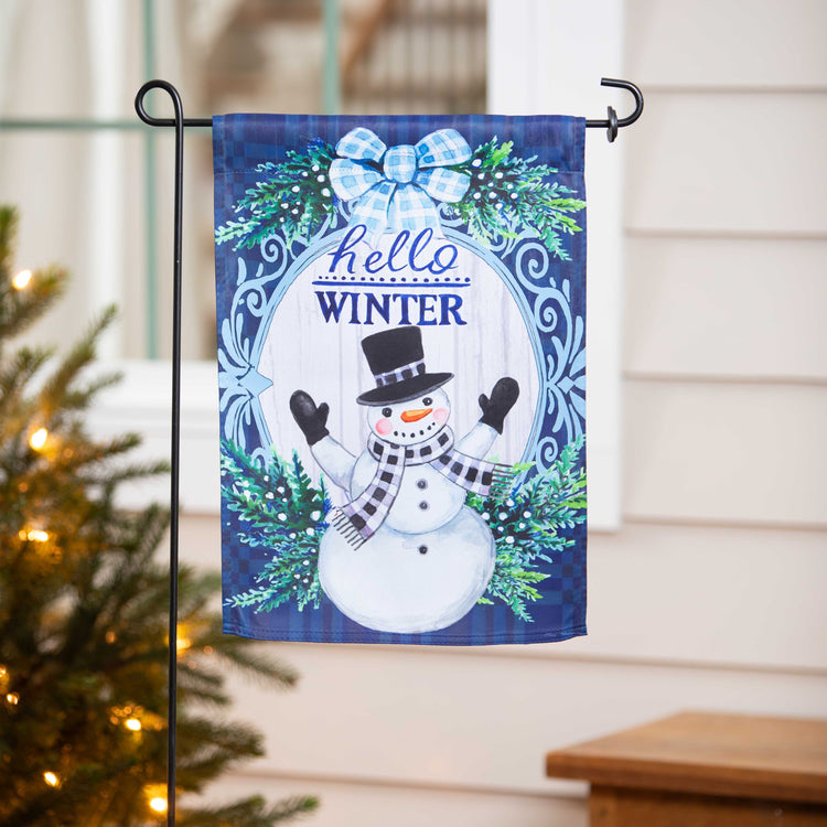 Winter Snowman Printed Suede Garden Flag; Polyester 12.5"x18"