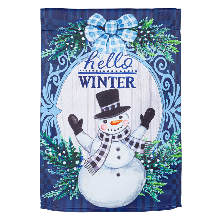 Winter Snowman Printed Suede Garden Flag; Polyester 12.5"x18"