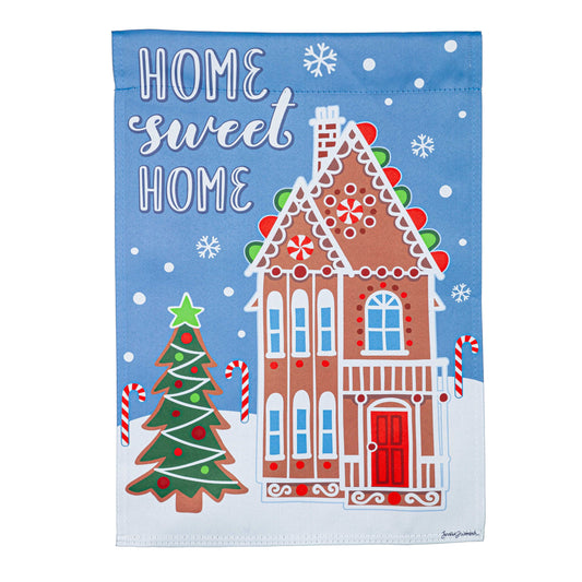 Gingerbread Home Printed Suede Garden Flag; Polyester 12.5"x18"