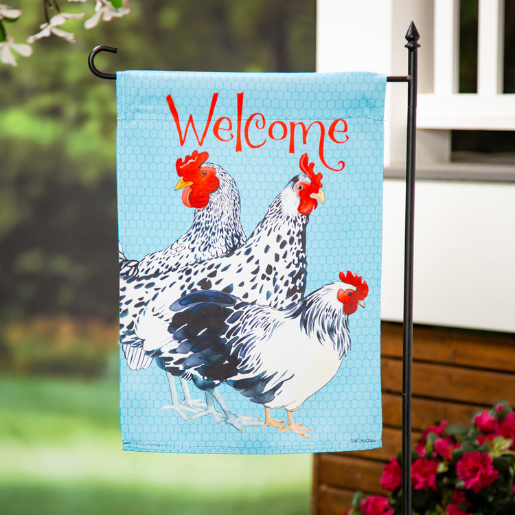 Chickens Suede Garden Flag; Polyester 12.5"x18"