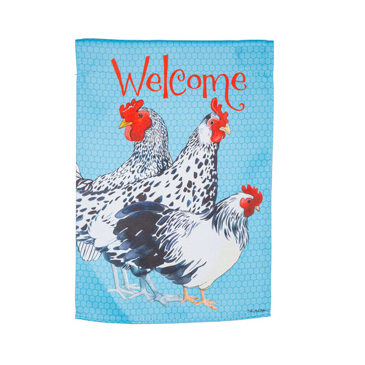 Chickens Suede Garden Flag; Polyester 12.5"x18"