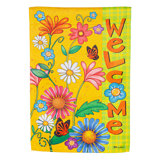 Welcome Spring Suede Garden Flag; Polyester 12.5"x18"