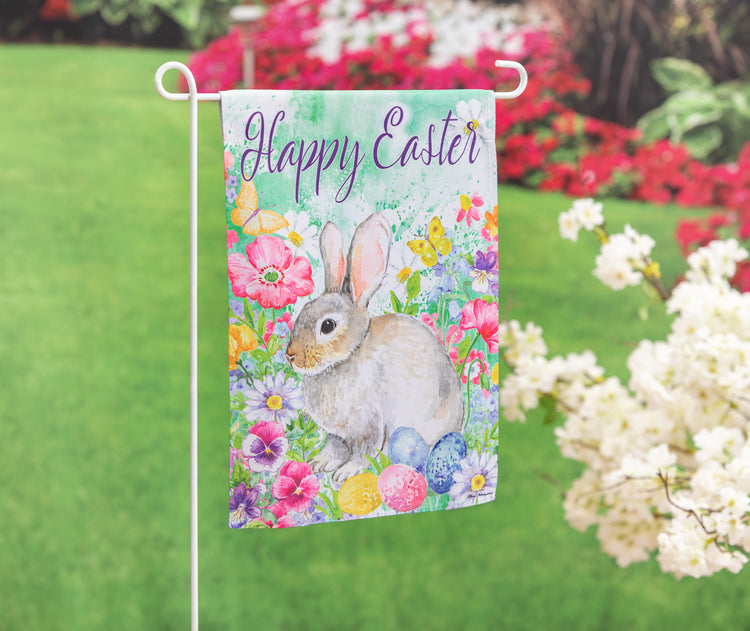 Bunny in the Garden Garden Flag; Polyester 12.5"x18"