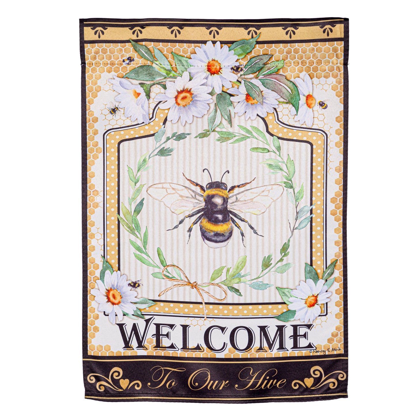 Humble Bee Suede Garden Flag; Polyester 12.5"x18"