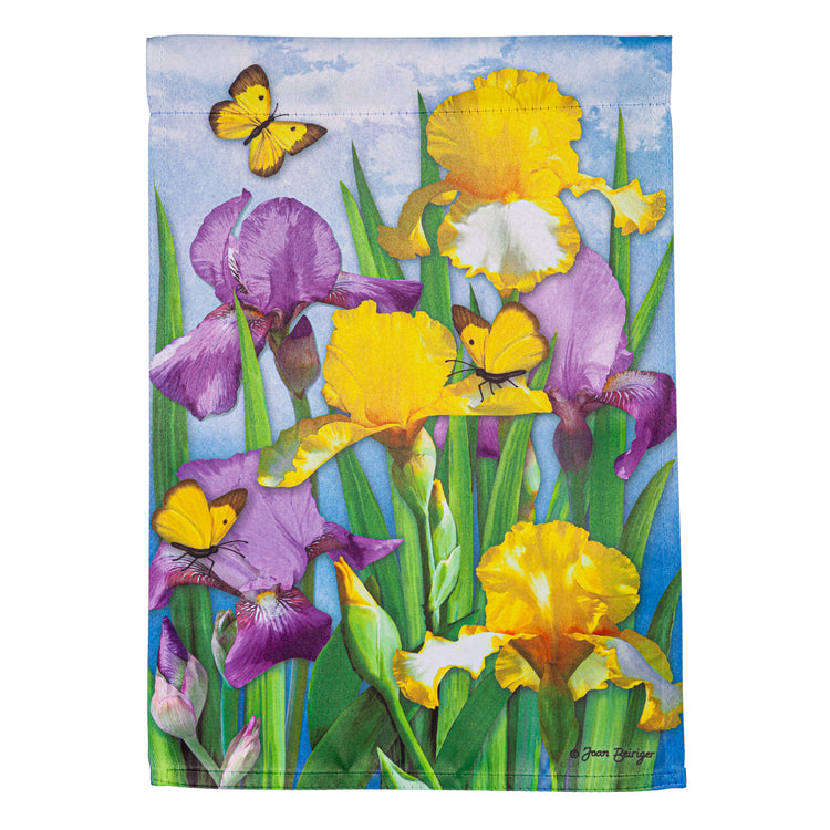 Irises in Spring Suede Garden Flag; Polyester 12.5"x18"
