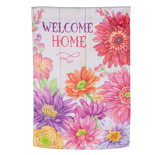 Welcome Home Spring Suede Garden Flag; Polyester 12.5"x18"
