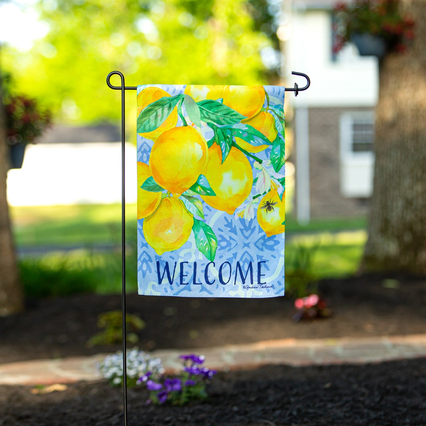 Lemon Tree Suede Garden Flag; Polyester 12.5"x18"