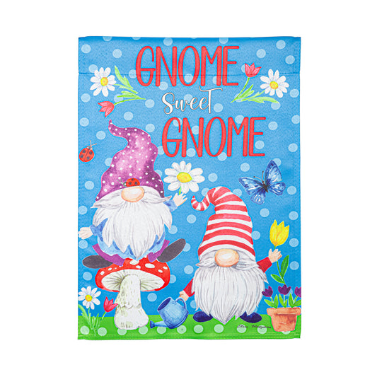 Gnome Sweet Gnome Suede Garden Flag; Polyester 12.5"x18"